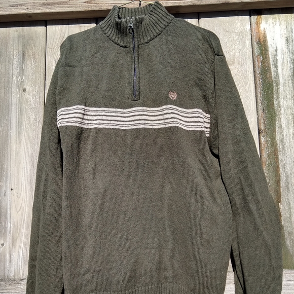 Chaps Olive Green 1/4 Zip Sweater - Picture 4 of 6